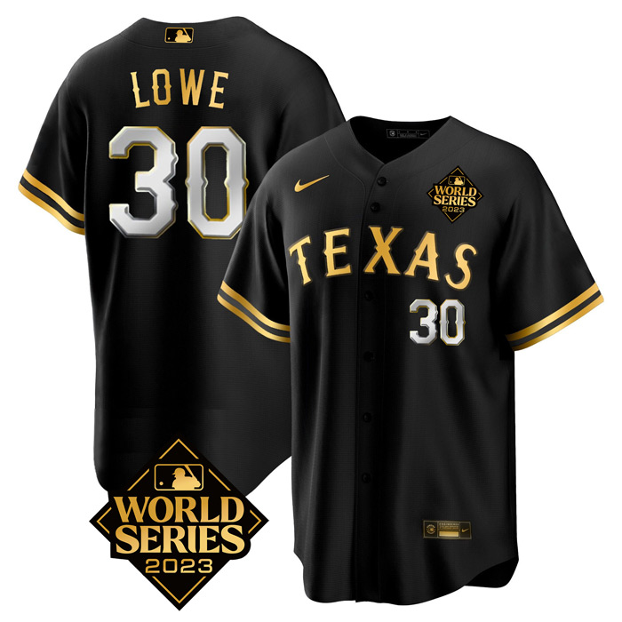 Texas Rangers Nathaniel Lowe 2023 World Series Golden Jersey